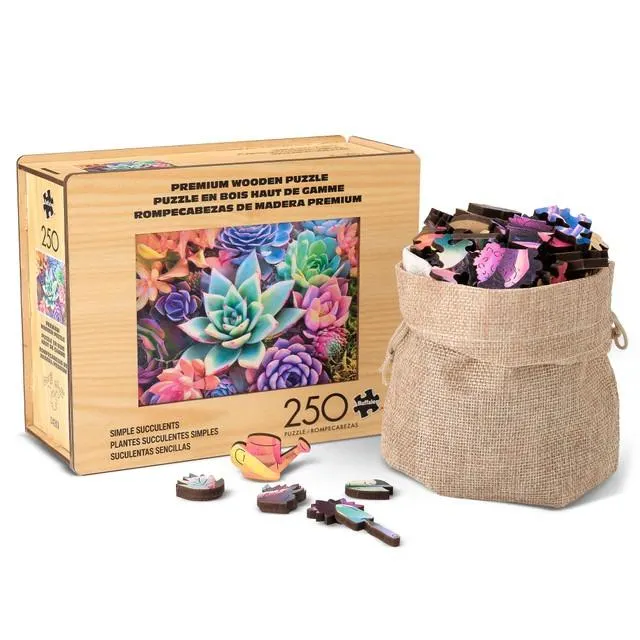 Wood Puzzle: Simple Succulent-Whimsy Pieces