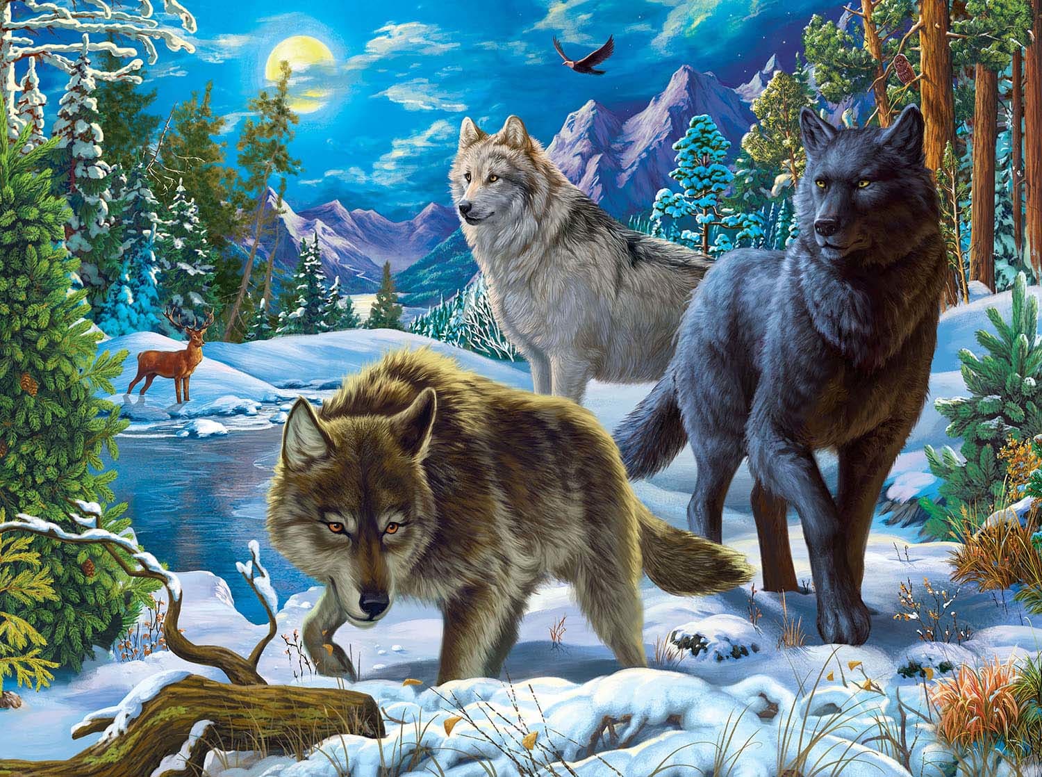Wolves on a Snowy Night